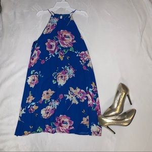 Blue Flower Halter Dress